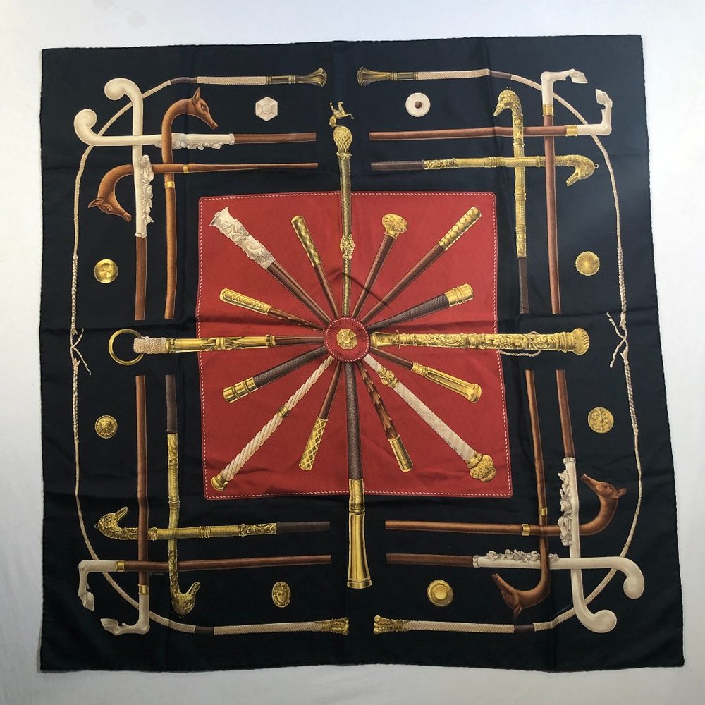 Cannes & Pommeaux Black & Red Silk Scarf